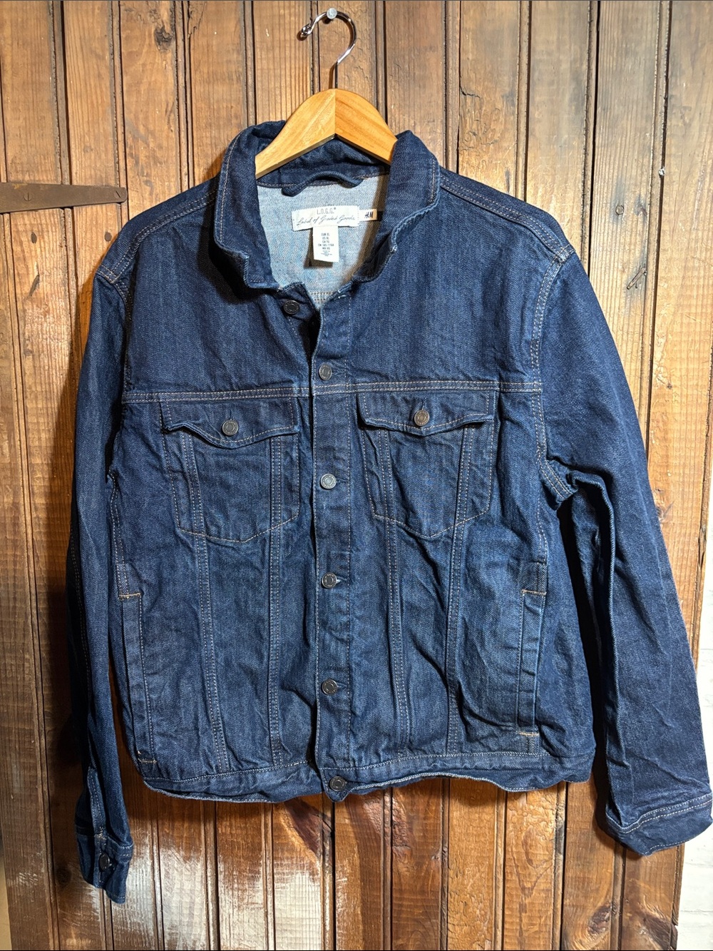 Men's Dark Indigo Denim Trucker Jacket - Classic Button-Front